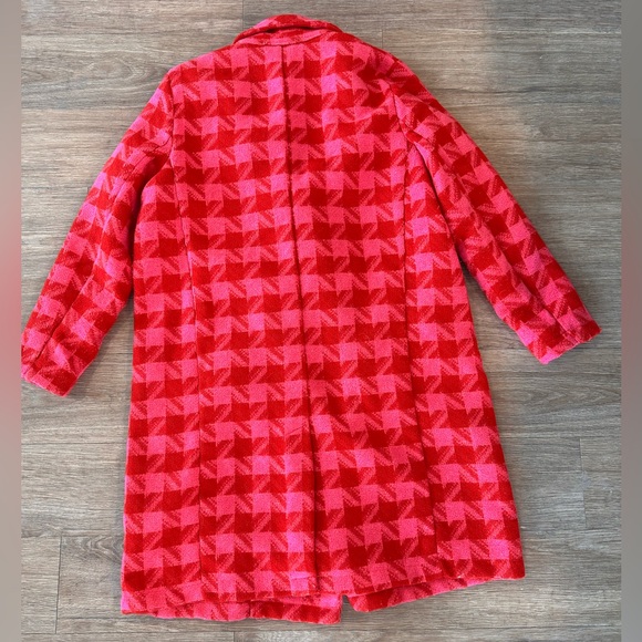 Pink & Red Plaid Winter Pea Coat - Picture 6 of 11